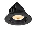 SLV Plafonnier encastré NUMINOS® GIMBLE L rond, adapté aux postes de travail avec écran IP20, noir, laqué gradable