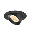 SLV Plafonnier encastré NUMINOS® GIMBLE L rond, adapté aux postes de travail avec écran IP20, noir, laqué gradable