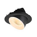 SLV Plafonnier encastré NUMINOS® GIMBLE L rond, adapté aux postes de travail avec écran IP20, noir, blanche, laqué gradable