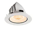 SLV Plafonnier encastré NUMINOS® GIMBLE L rond, adapté aux postes de travail avec écran IP20, blanche, laqué gradable