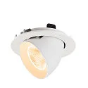 SLV Plafonnier encastré NUMINOS® GIMBLE L rond, adapté aux postes de travail avec écran IP20, blanche, laqué gradable