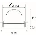 SLV Projecteur encastré NUMINOS® GIMBLE L pivotant, adapté aux postes de travail avec écran IP20, chrome, blanche gradable