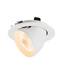 SLV Plafonnier encastré NUMINOS® GIMBLE L rond, adapté aux postes de travail avec écran IP20, blanche, laqué gradable