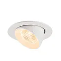 SLV Plafonnier encastré NUMINOS® GIMBLE L rond, adapté aux postes de travail avec écran IP20, blanche, laqué gradable