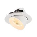 SLV Plafonnier encastré NUMINOS® GIMBLE L rond, adapté aux postes de travail avec écran IP20, blanche, laqué gradable