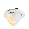 SLV Plafonnier encastré NUMINOS® GIMBLE L rond, adapté aux postes de travail avec écran IP20, blanche, laqué gradable