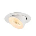 SLV Plafonnier encastré NUMINOS® GIMBLE L rond, adapté aux postes de travail avec écran IP20, blanche, laqué gradable