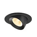 SLV Plafonnier encastré NUMINOS® GIMBLE L rond, adapté aux postes de travail avec écran IP20, noir, laqué gradable