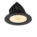 SLV Plafonnier encastré NUMINOS® GIMBLE L rond, adapté aux postes de travail avec écran IP20, noir, blanche, laqué gradable
