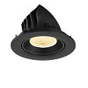 SLV Plafonnier encastré NUMINOS® GIMBLE L rond, adapté aux postes de travail avec écran IP20, noir, laqué gradable