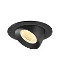SLV Plafonnier encastré NUMINOS® GIMBLE L rond, adapté aux postes de travail avec écran IP20, noir, laqué gradable