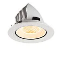 SLV Plafonnier encastré NUMINOS® GIMBLE L rond, adapté aux postes de travail avec écran IP20, blanche, laqué gradable