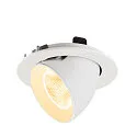SLV Plafonnier encastré NUMINOS® GIMBLE L rond, adapté aux postes de travail avec écran IP20, blanche, laqué gradable