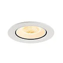 SLV Plafonnier encastré NUMINOS® GIMBLE L rond, adapté aux postes de travail avec écran IP20, blanche, laqué gradable