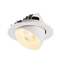 SLV Plafonnier encastré NUMINOS® GIMBLE L rond, adapté aux postes de travail avec écran IP20, blanche, laqué gradable