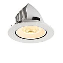 SLV Plafonnier encastré NUMINOS® GIMBLE L rond, adapté aux postes de travail avec écran IP20, blanche, laqué gradable