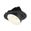 SLV Plafonnier encastré NUMINOS® GIMBLE L rond, adapté aux postes de travail avec écran IP20, noir, blanche, laqué gradable