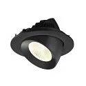 SLV Plafonnier encastré NUMINOS® GIMBLE L rond, adapté aux postes de travail avec écran IP20, noir, laqué gradable