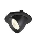 SLV Plafonnier encastré NUMINOS® GIMBLE L rond, adapté aux postes de travail avec écran IP20, noir, laqué gradable