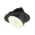SLV Plafonnier encastré NUMINOS® GIMBLE L rond, adapté aux postes de travail avec écran IP20, noir, blanche, laqué gradable