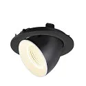 SLV Plafonnier encastré NUMINOS® GIMBLE L rond, adapté aux postes de travail avec écran IP20, noir, blanche, laqué gradable