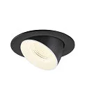 SLV Plafonnier encastré NUMINOS® GIMBLE L rond, adapté aux postes de travail avec écran IP20, noir, blanche, laqué gradable