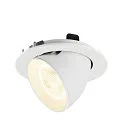 SLV Plafonnier encastré NUMINOS® GIMBLE L rond, adapté aux postes de travail avec écran IP20, blanche, laqué gradable