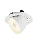 SLV Plafonnier encastré NUMINOS® GIMBLE L rond, adapté aux postes de travail avec écran IP20, blanche, laqué gradable
