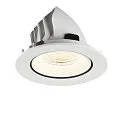 SLV Plafonnier encastré NUMINOS® GIMBLE L rond, adapté aux postes de travail avec écran IP20, blanche, laqué gradable