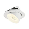 SLV Plafonnier encastré NUMINOS® GIMBLE L rond, adapté aux postes de travail avec écran IP20, blanche, laqué gradable