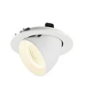 SLV Plafonnier encastré NUMINOS® GIMBLE L rond, adapté aux postes de travail avec écran IP20, blanche, laqué gradable