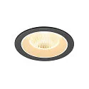 Plafonnier encastré NUMINOS® L rond, adapté aux postes de travail avec écran IP20, noir, blanche, laqué gradable