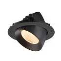 SLV Plafonnier encastré NUMINOS® GIMBLE XL adapté aux postes de travail avec écran IP20, noir, laqué gradable
