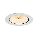 SLV Plafonnier encastré NUMINOS® GIMBLE XL adapté aux postes de travail avec écran IP20, blanche, laqué gradable