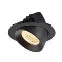 SLV Plafonnier encastré NUMINOS® GIMBLE XL adapté aux postes de travail avec écran IP20, noir, laqué gradable