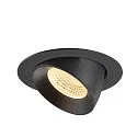 SLV Plafonnier encastré NUMINOS® GIMBLE XL adapté aux postes de travail avec écran IP20, noir, laqué gradable