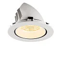 SLV Plafonnier encastré NUMINOS® GIMBLE XL adapté aux postes de travail avec écran IP20, blanche, laqué gradable