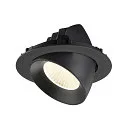 SLV Plafonnier encastré NUMINOS® GIMBLE XL adapté aux postes de travail avec écran IP20, noir, laqué gradable