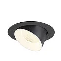 SLV Plafonnier encastré NUMINOS® GIMBLE XL adapté aux postes de travail avec écran IP20, noir, blanche, laqué gradable