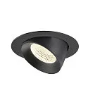 SLV Plafonnier encastré NUMINOS® GIMBLE XL adapté aux postes de travail avec écran IP20, noir, laqué gradable