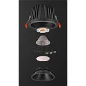 SLV Plafonnier encastré NUMINOS® XL rond, adapté aux postes de travail avec écran IP20, noir, laqué gradable