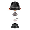 SLV Plafonnier encastré NUMINOS® XL rond, adapté aux postes de travail avec écran IP20, noir, laqué gradable