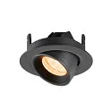SLV Plafonnier encastré NUMINOS® GIMBLE XS rond, adapté aux postes de travail avec écran IP20, noir, laqué gradable