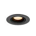 SLV Plafonnier encastré NUMINOS® GIMBLE XS rond, adapté aux postes de travail avec écran IP20, noir, laqué gradable