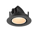 SLV Plafonnier encastré NUMINOS® GIMBLE XS rond, adapté aux postes de travail avec écran IP20, noir, blanche, laqué gradable