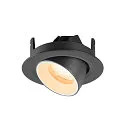 SLV Plafonnier encastré NUMINOS® GIMBLE XS rond, adapté aux postes de travail avec écran IP20, noir, blanche, laqué gradable