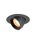 Plafonnier encastré NUMINOS® GIMBLE XS rond, adapté aux postes de travail avec écran IP20, noir, laqué gradable