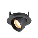 SLV Plafonnier encastré NUMINOS® GIMBLE XS rond, adapté aux postes de travail avec écran IP20, noir, laqué gradable