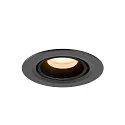 SLV Plafonnier encastré NUMINOS® GIMBLE XS rond, adapté aux postes de travail avec écran IP20, noir, laqué gradable