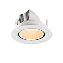 SLV ceiling recessed luminaire NUMINOS® GIMBLE XS round, suitable for VDU workstation IP20, white, lacquered dimmable